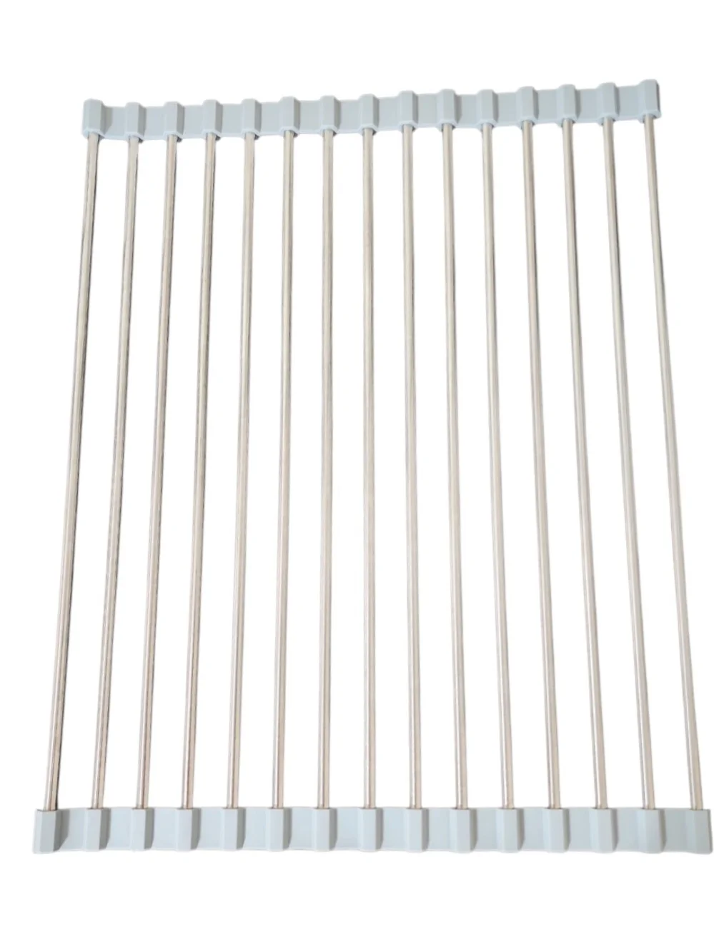 Over-the-Sink Roll-Up Drying Rack in White and Stainless